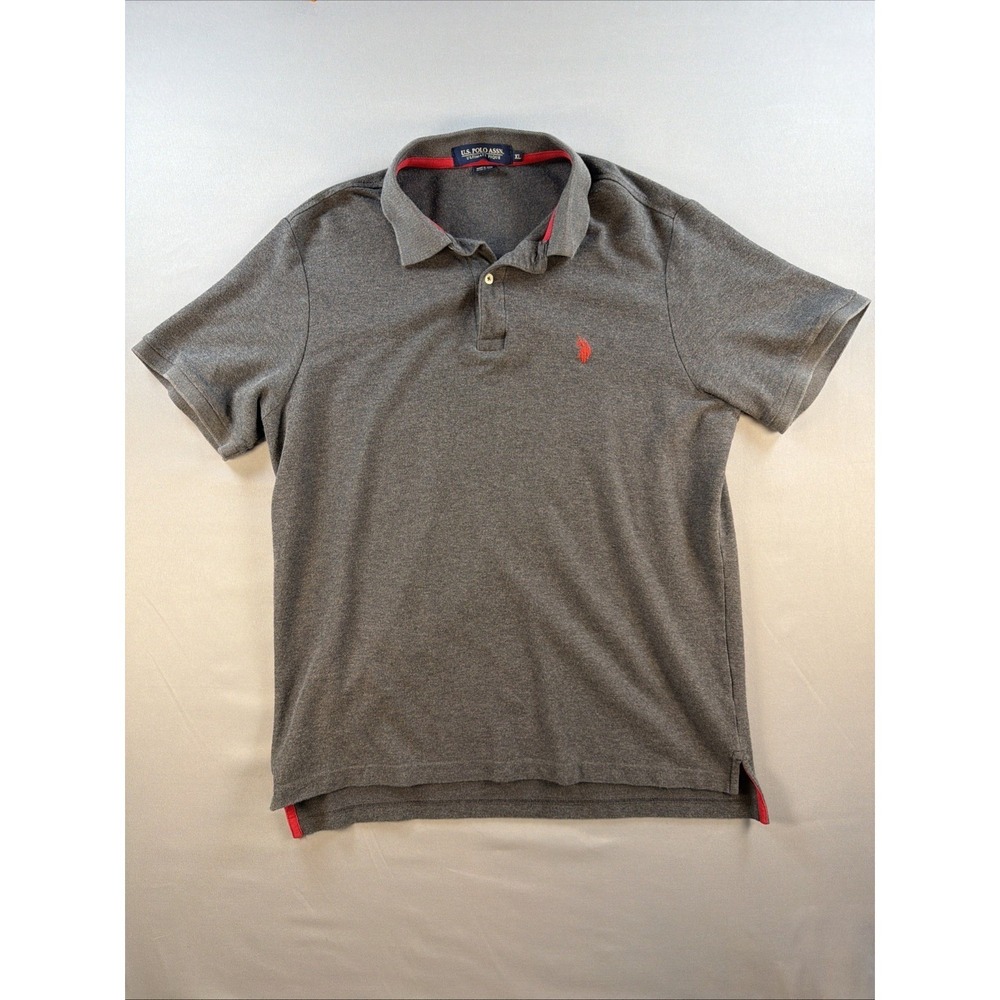 U.S. Polo Assn. Men's XL Gray Pique Polo Shirt Short Sleeve Ultimate Performance